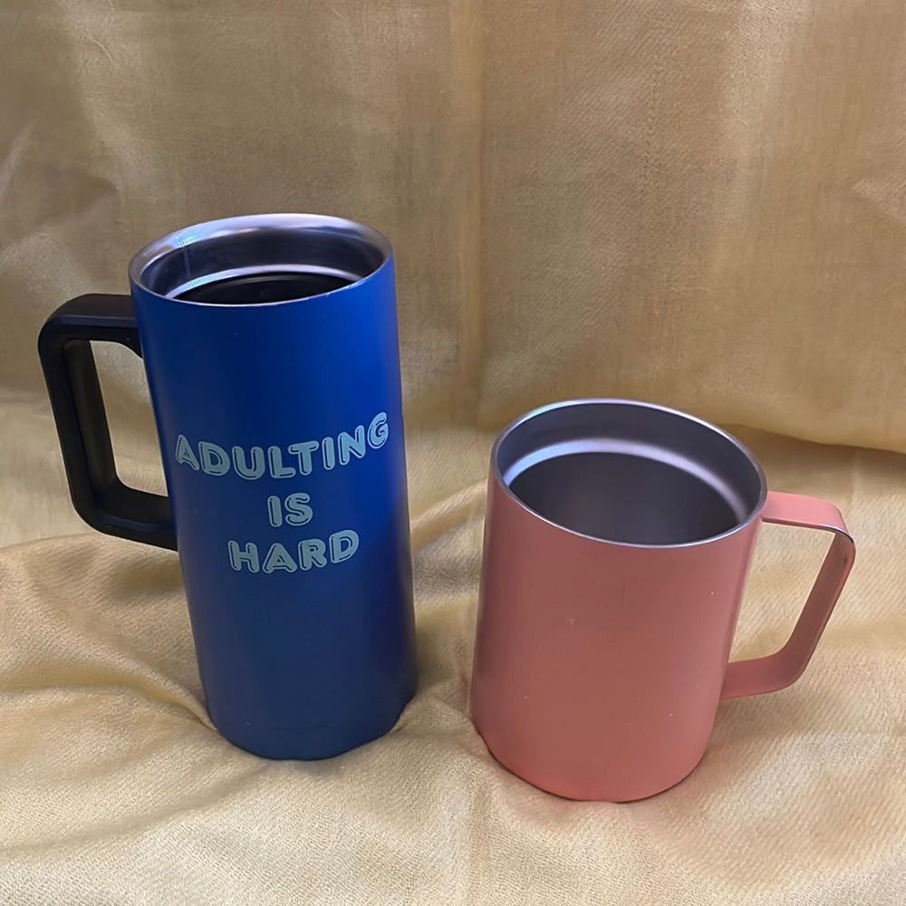 mugs ☕️ bundle of two stainless steel mugs with handles
